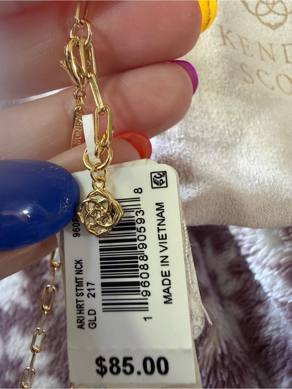 Kendra Scott Ami Gold Chain large Heart Pendant Necklace Mother of Pearl, nwt - Picture 3 of 3